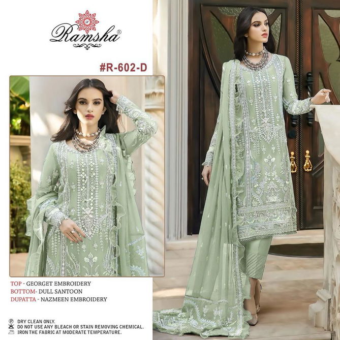 Ramsha R 602 Nx Embroidered Georgette Pakistani Suits Catalog
